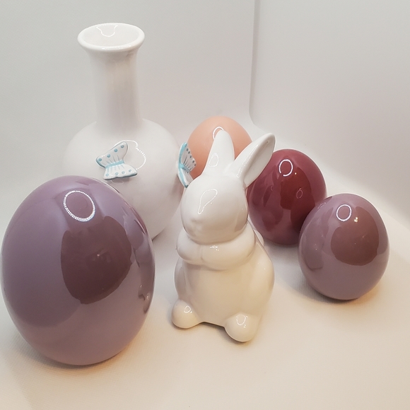 Bunny & Eggs Porcelain Table Decor, 6 Piece Set /Bundle. Super Cute & Si… - Picture 2 of 8